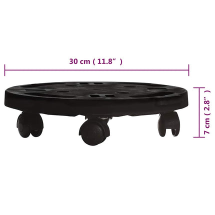 Blomvagnar med hjul 2 st diameter 30 cm svart 170 kg