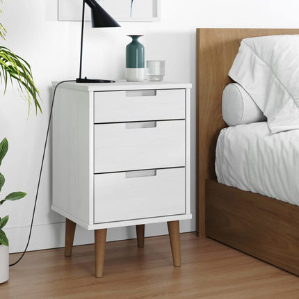 Sängbord MOLDE vit 40x35x65 cm massiv furu