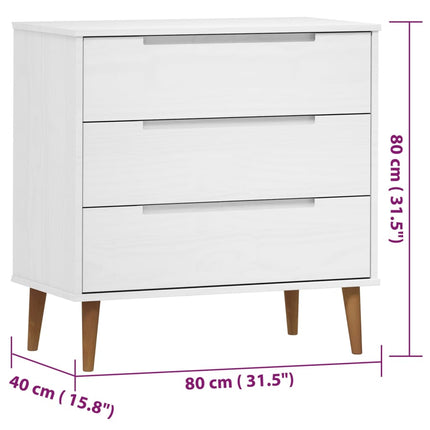 Byrå MOLDE vit 80x40x80 cm massiv furu