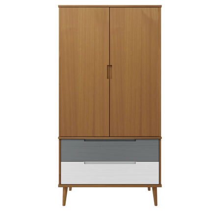 Klädskåp MOLDE brun 90x55x175 cm massiv furu