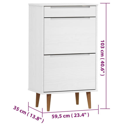 Skoskåp MOLDE vit 59,5x35x103 cm massiv furu