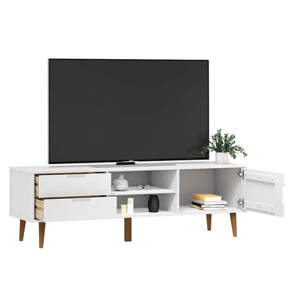 Tv-bänk MOLDE vit 158x40x49 cm massiv furu