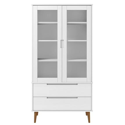 Vitrinskåp MOLDE vit 90x35x175 cm massiv furu
