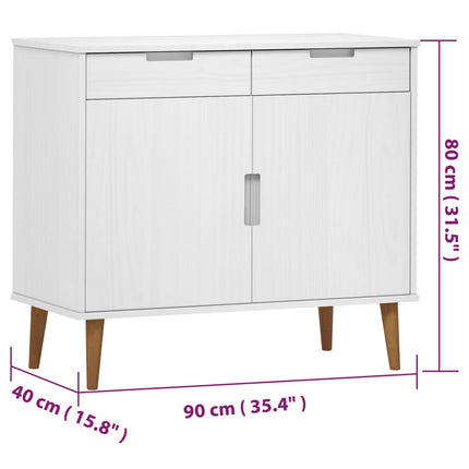 Skänk MOLDE vit 90x40x80 cm massiv furu