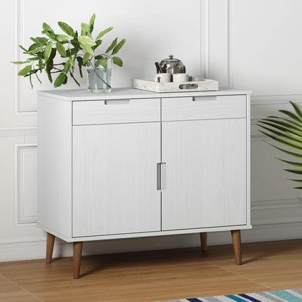 Skänk MOLDE vit 90x40x80 cm massiv furu