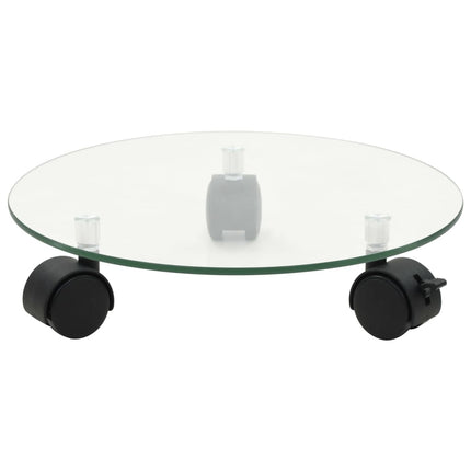 Växtställ på hjul 4 st 28 cm härdat glas rund