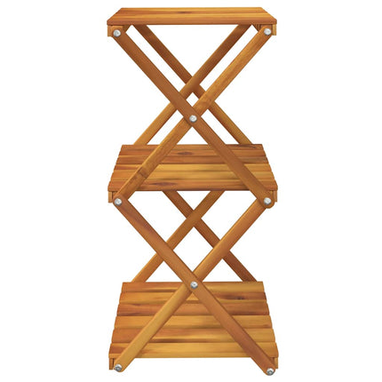 Hopfällbar hylla 3 hyllplan brun 43x31x63 cm massivt akaciaträ