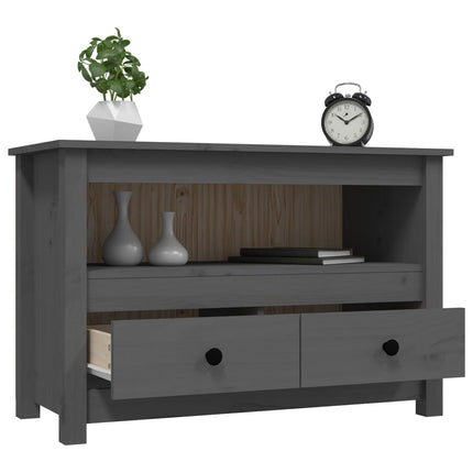 Tv-bänk grå 79x35x52 cm massiv furu