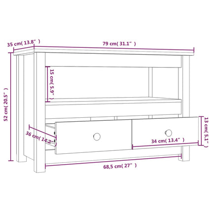 Tv-bänk grå 79x35x52 cm massiv furu
