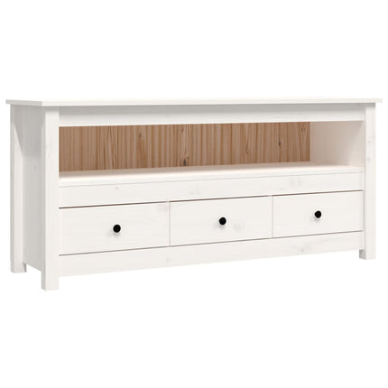 Tv-bänk vit 114x35x52 cm massiv furu