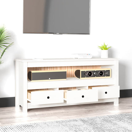 Tv-bänk vit 114x35x52 cm massiv furu