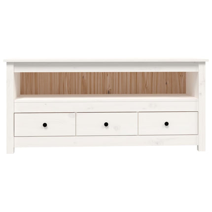 Tv-bänk vit 114x35x52 cm massiv furu