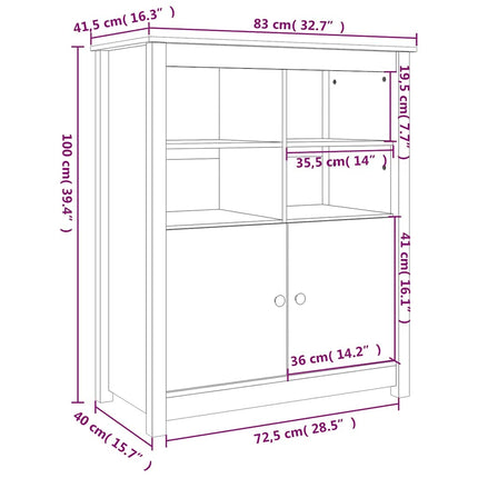 Skänk svart 83x41,5x100 cm massiv furu