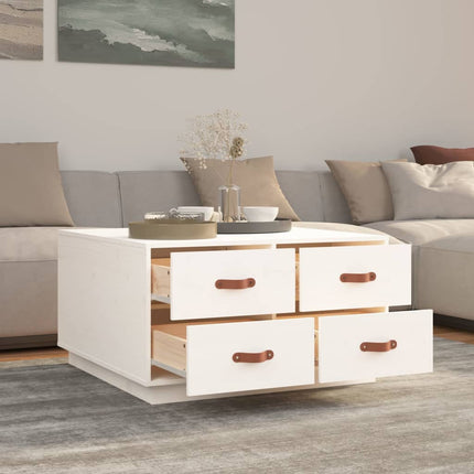 Soffbord vit 80x80x45 cm massiv furu