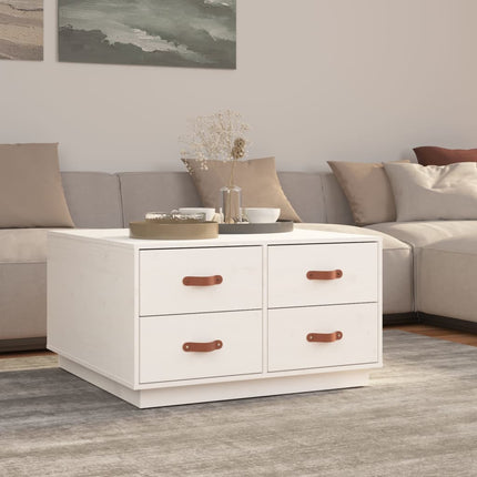 Soffbord vit 80x80x45 cm massiv furu