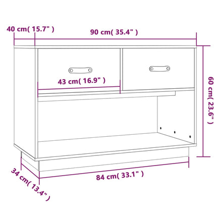 Tv-bänk honungsbrun 90x40x60 cm massiv furu
