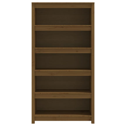 Bokhylla honungsbrun 80x35x154 cm massiv furu