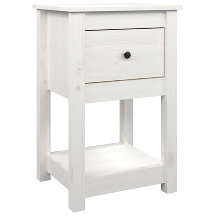 Sängbord vit 40x35x61,5 cm massiv furu