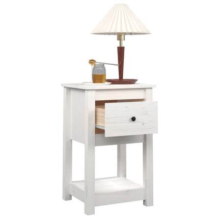 Sängbord vit 40x35x61,5 cm massiv furu