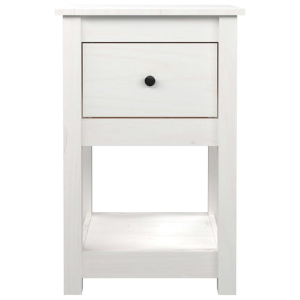Sängbord vit 40x35x61,5 cm massiv furu
