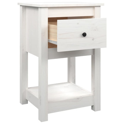 Sängbord vit 40x35x61,5 cm massiv furu