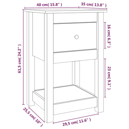 Sängbord vit 40x35x61,5 cm massiv furu