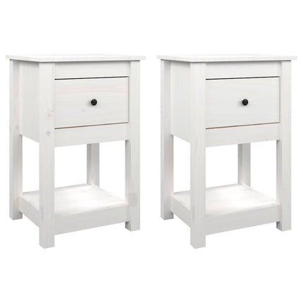 Sängbord 2 st vit 40x35x61,5 cm massiv furu