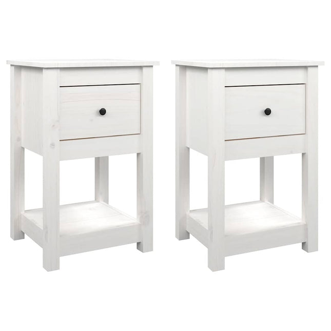 Sängbord 2 st vit 40x35x61,5 cm massiv furu