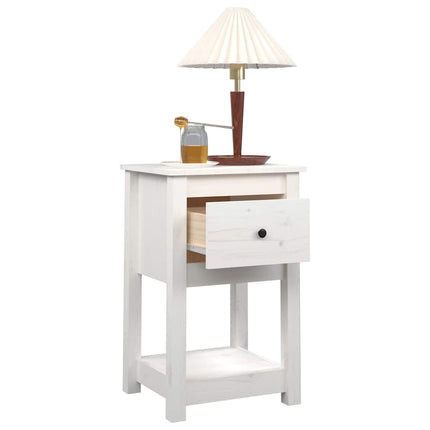 Sängbord 2 st vit 40x35x61,5 cm massiv furu