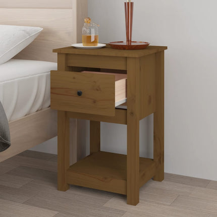 Sängbord 2 st honungsbrun 40x35x61,5 cm massiv furu