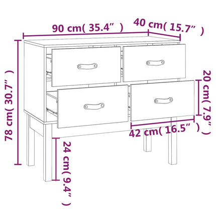 Konsolbord vit 90x40x78 cm massiv furu