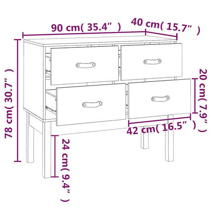 Konsolbord svart 90x40x78 cm massiv furu