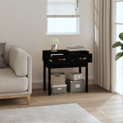 Konsolbord svart 76,5x40x75 cm massiv furu