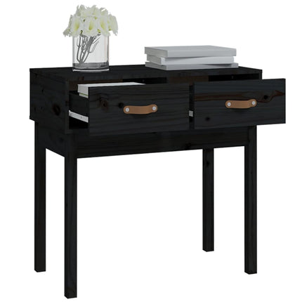 Konsolbord svart 76,5x40x75 cm massiv furu
