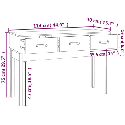Konsolbord vit 114x40x75 cm massiv furu