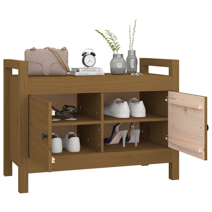 Skobänk honungsbrun 80x40x60 cm massiv furu