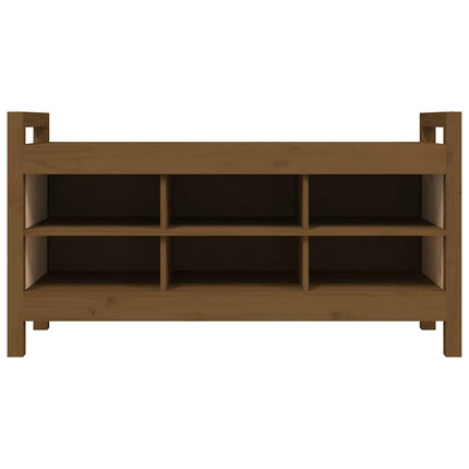 Skobänk honungsbrun 110x40x60 cm massiv furu