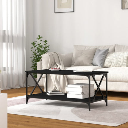 Soffbord svart 100x50x45 cm konstruerat trä och järn
