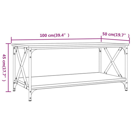 Soffbord svart 100x50x45 cm konstruerat trä och järn