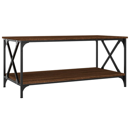 Soffbord brun ek 100x50x45 cm konstruerat trä och järn