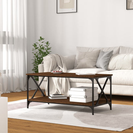 Soffbord brun ek 100x50x45 cm konstruerat trä och järn