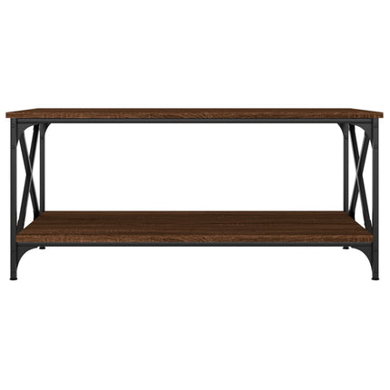 Soffbord brun ek 100x50x45 cm konstruerat trä och järn