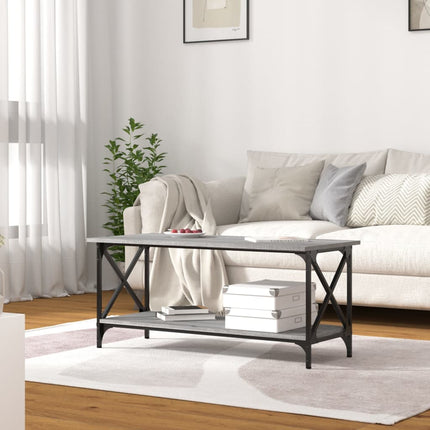 Soffbord grå sonoma 100x45x45 cm konstruerat trä och järn