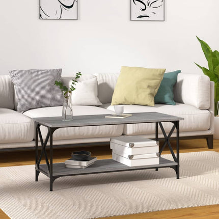 Soffbord grå sonoma 100x45x45 cm konstruerat trä och järn