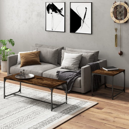 Soffbord 2 delar rökfärgad ek konstruerat trä