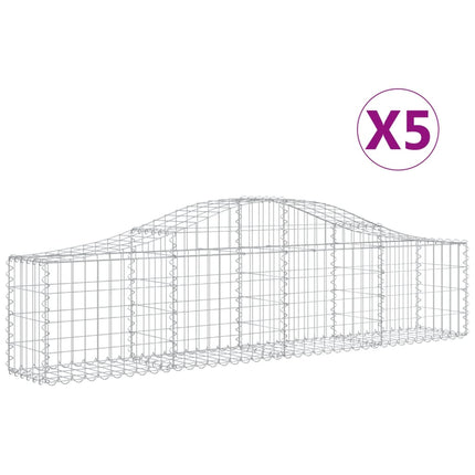Gabion bågformad 5 st 200x30x40/60 cm galvaniserat järn