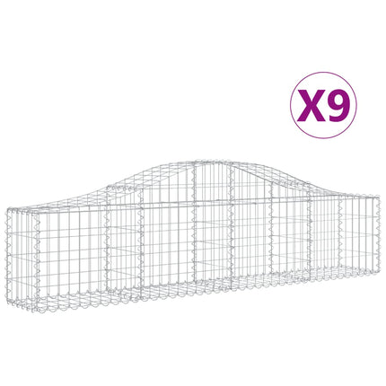 Gabion bågformad 9 st 200x30x40/60 cm galvaniserat järn