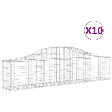 Gabion bågformad 10 st 200x30x40/60 cm galvaniserat järn