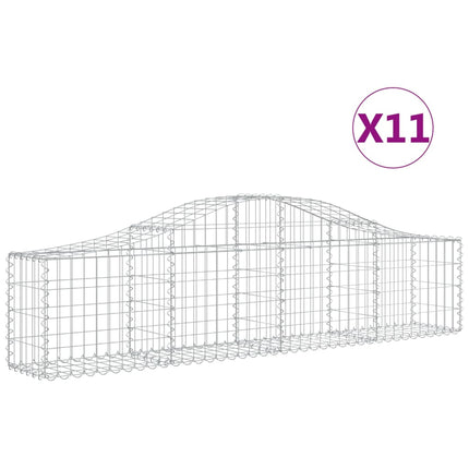 Gabion bågformad 11 st 200x30x40/60 cm galvaniserat järn