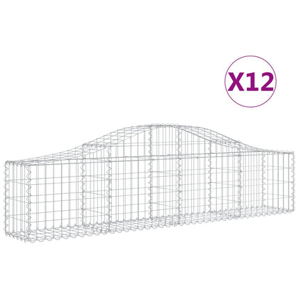 Gabion bågformad 12 st 200x30x40/60 cm galvaniserat järn